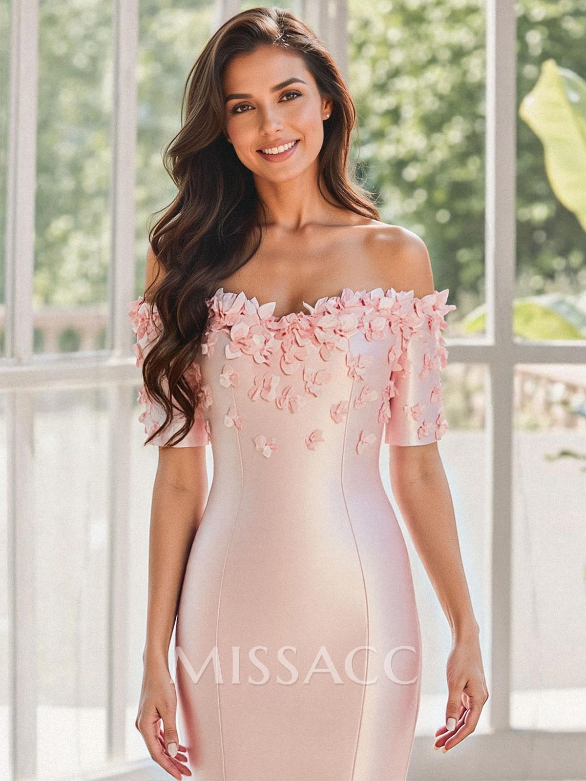 Trumpet/Mermaid Off-The-Shoulder 1/2 Sleeves Floor-Length Satin Mother Of The Bride Dresses With Flower(s) Trumpet/Mermaid Off-The-Shoulder 1/2 Sleeves Floor-Length Satin Mother Of The Bride Dresses With Flower(s)