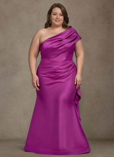 Elegant One-Shoulder Floor-Length Mermaid Satin Mother Of The Bride Dresses