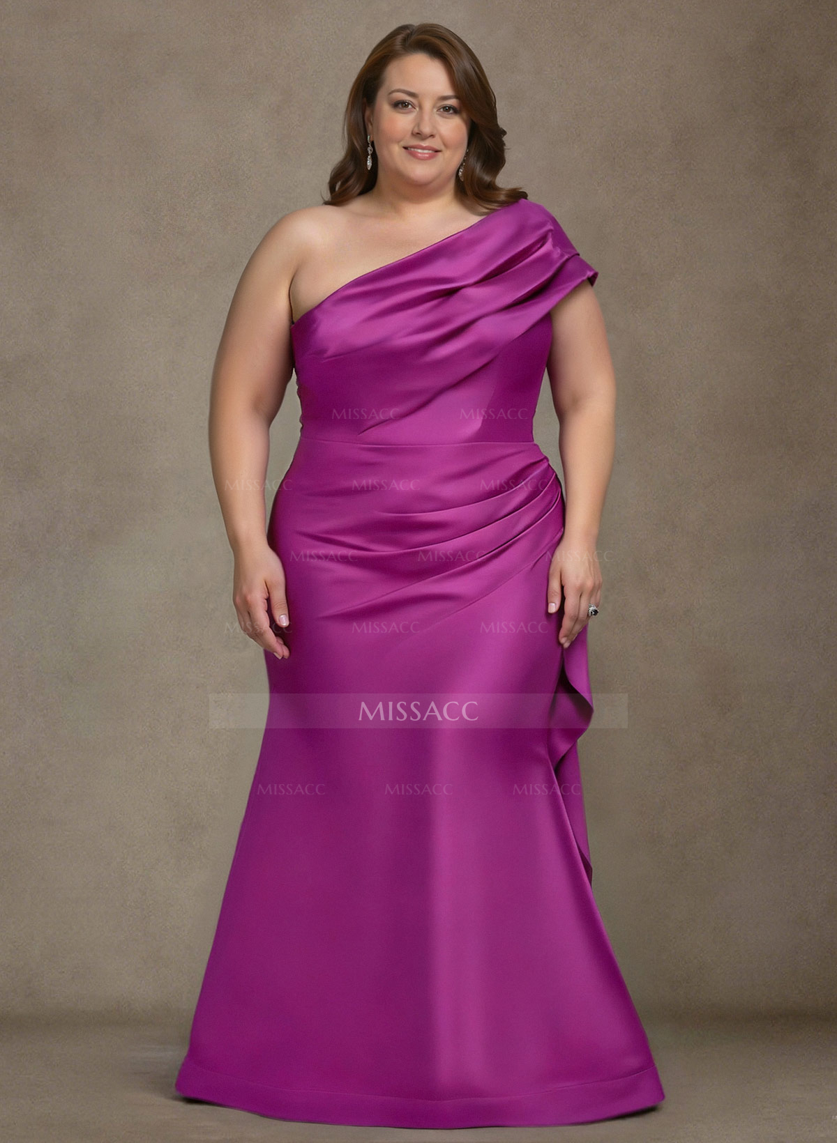 Elegant One-Shoulder Floor-Length Mermaid Satin Mother Of The Bride Dresses