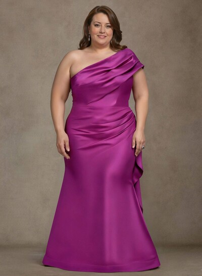 Elegant One-Shoulder Floor-Length Mermaid Satin Mother Of The Bride Dresses