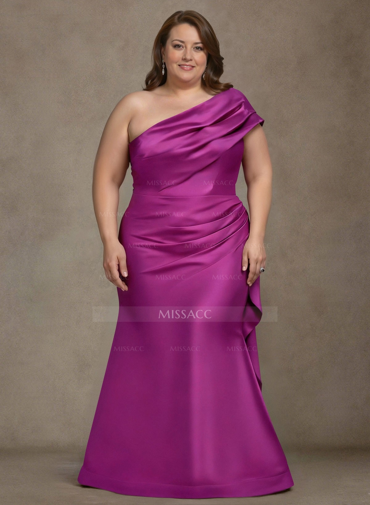 Elegant One-Shoulder Floor-Length Mermaid Satin Mother Of The Bride Dresses