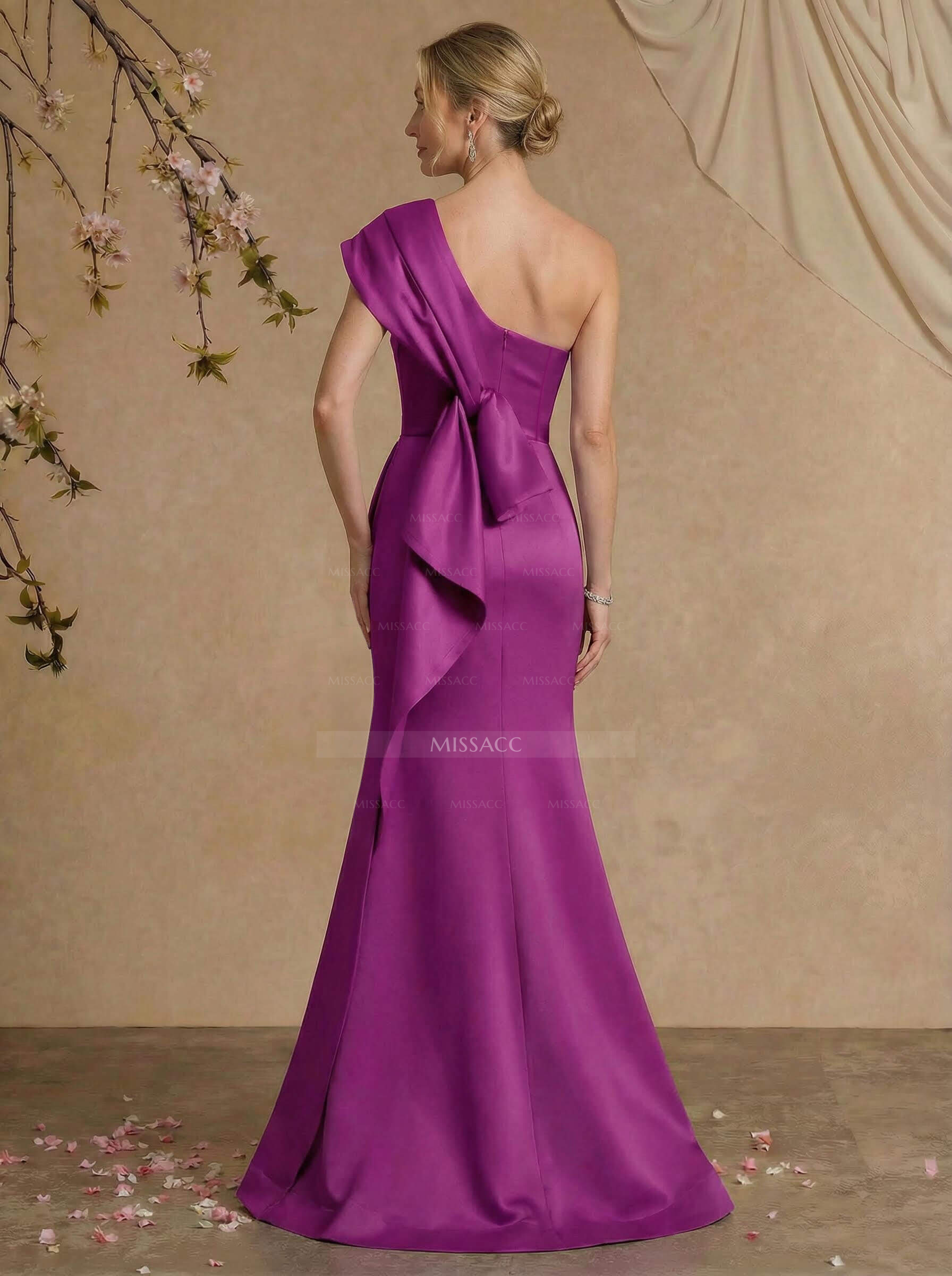 Elegant One-Shoulder Floor-Length Mermaid Satin Mother Of The Bride Dresses