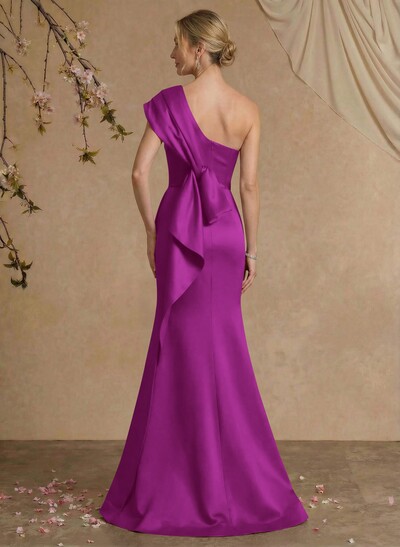 Elegant One-Shoulder Floor-Length Mermaid Satin Mother Of The Bride Dresses