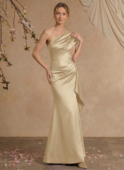Elegant One-Shoulder Floor-Length Mermaid Satin Mother Of The Bride Dresses