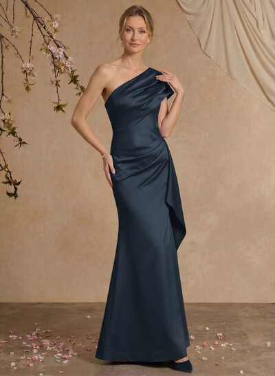 Elegant One-Shoulder Floor-Length Mermaid Satin Mother Of The Bride Dresses