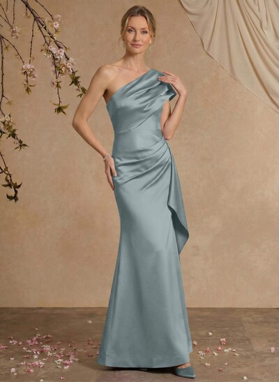 Elegant One-Shoulder Floor-Length Mermaid Satin Mother Of The Bride Dresses