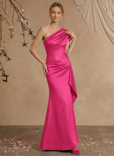 Elegant One-Shoulder Floor-Length Mermaid Satin Mother Of The Bride Dresses