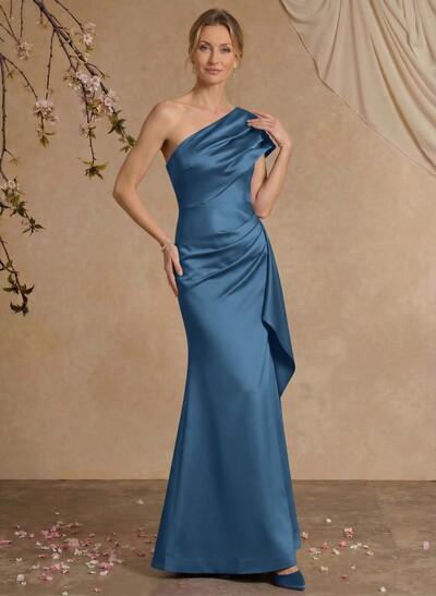 Elegant One-Shoulder Floor-Length Mermaid Satin Mother Of The Bride Dresses