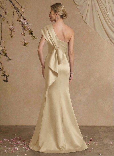 Elegant One-Shoulder Floor-Length Mermaid Satin Mother Of The Bride Dresses