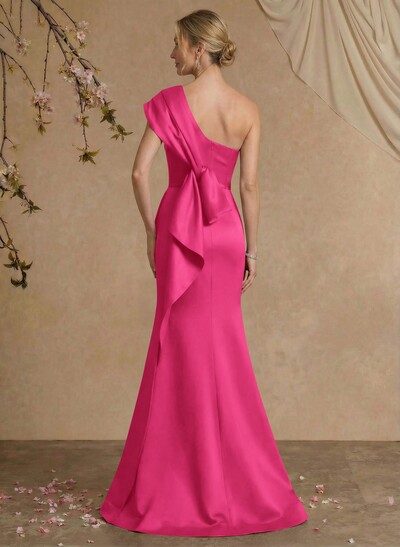 Elegant One-Shoulder Floor-Length Mermaid Satin Mother Of The Bride Dresses