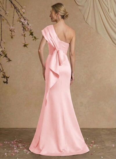Elegant One-Shoulder Floor-Length Mermaid Satin Mother Of The Bride Dresses