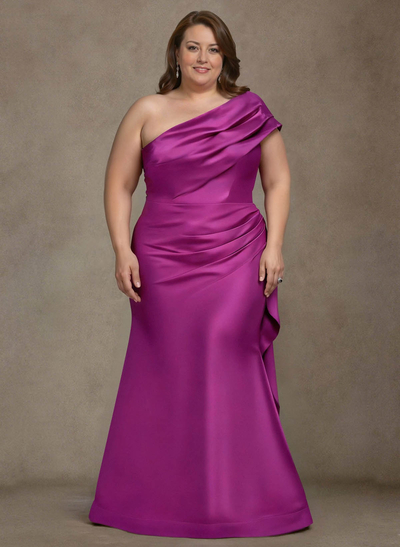 Elegant One-Shoulder Floor-Length Mermaid Satin Mother Of The Bride Dresses