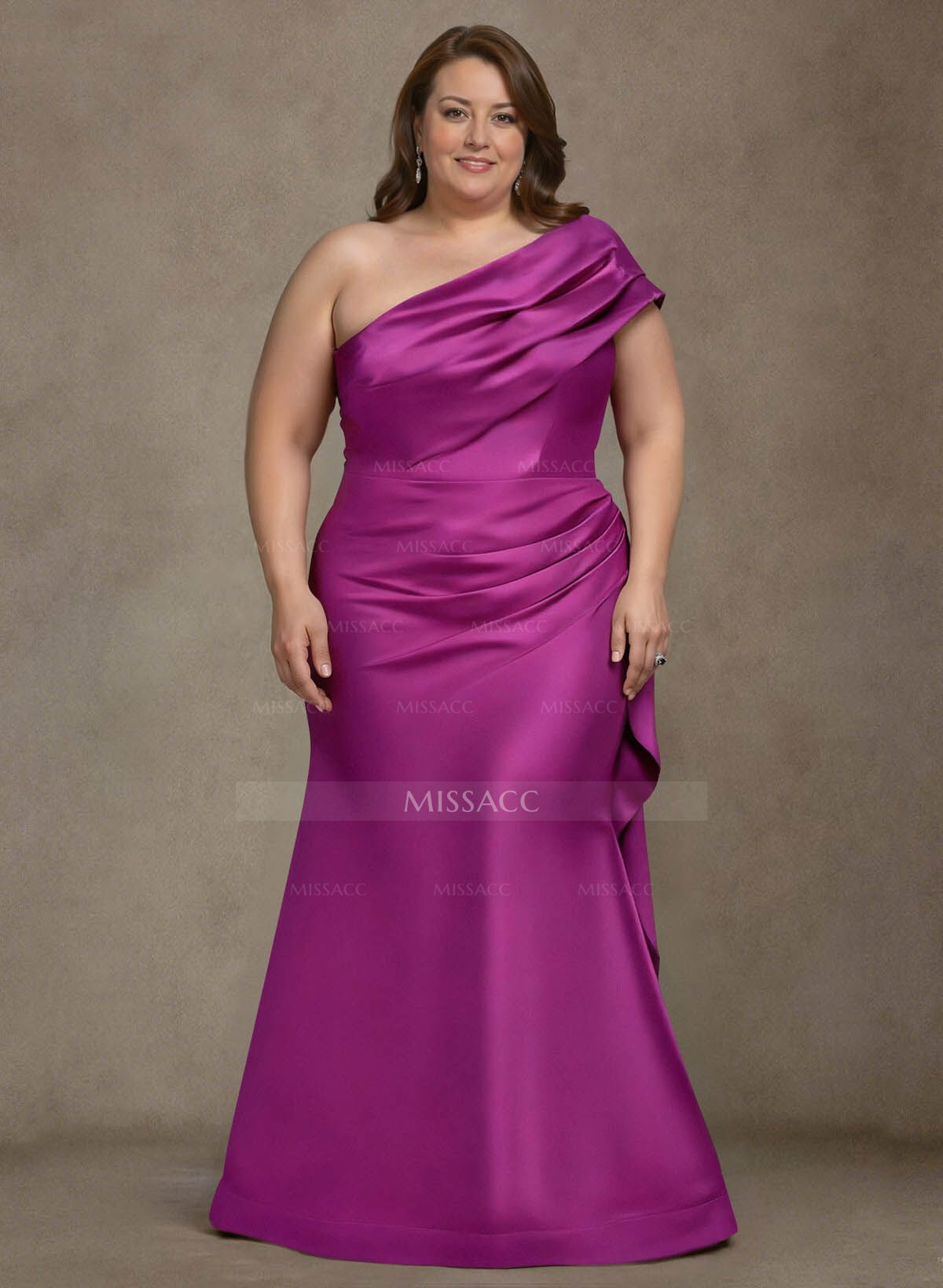 Elegant One-Shoulder Floor-Length Mermaid Satin Mother Of The Bride Dresses