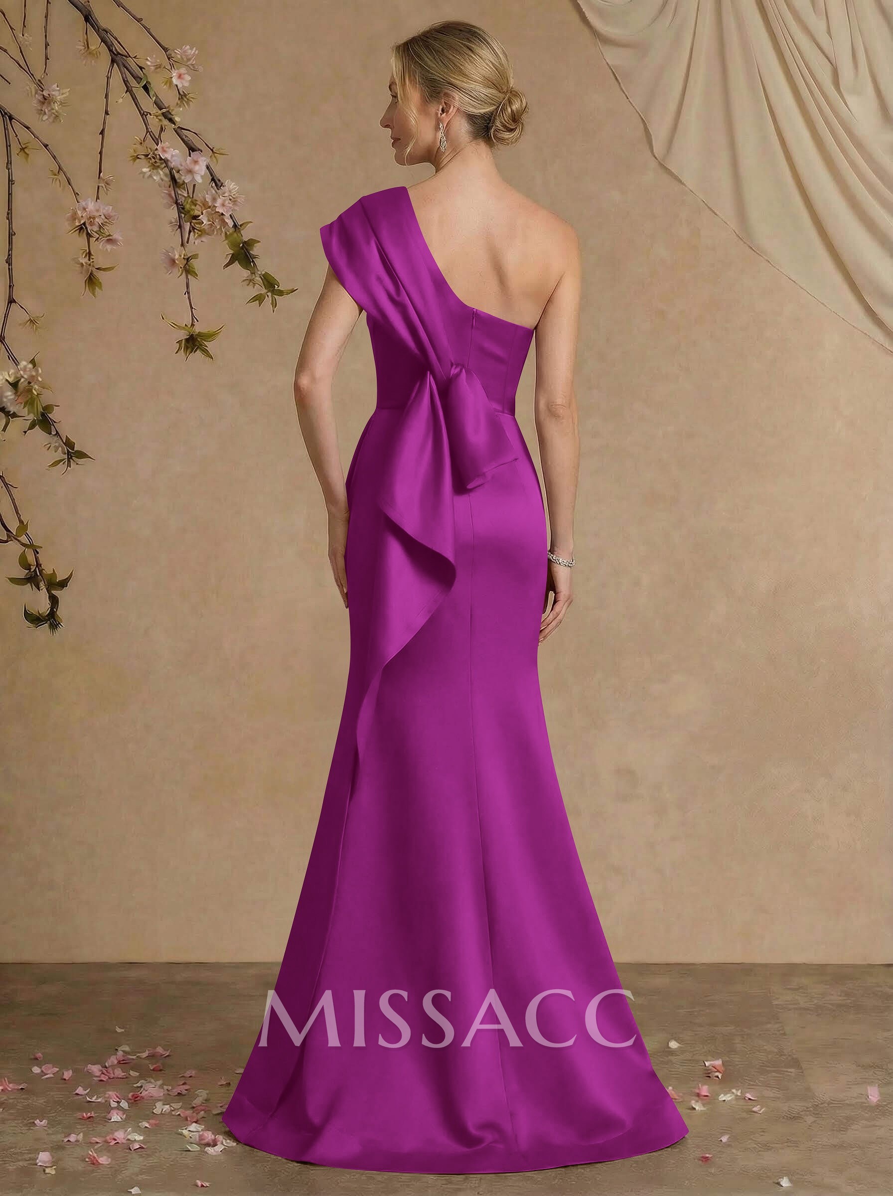 Elegant One-Shoulder Floor-Length Mermaid Satin Mother Of The Bride Dresses