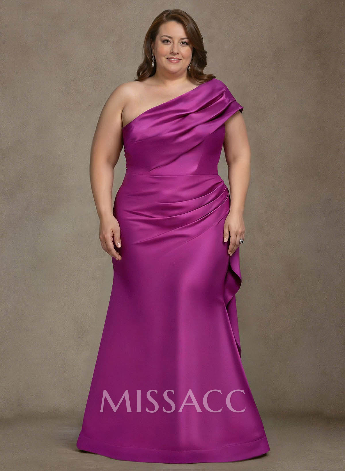 Elegant One-Shoulder Floor-Length Mermaid Satin Mother Of The Bride Dresses