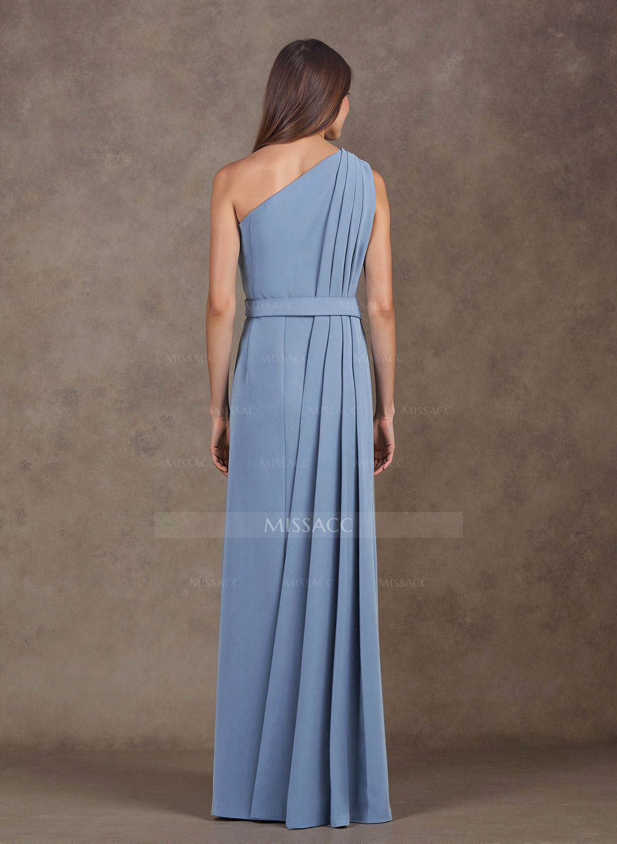 Elegant Pleated One-Shoulder Split Front Floor-Length Elastic Satin Mother Of The Bride Dresses