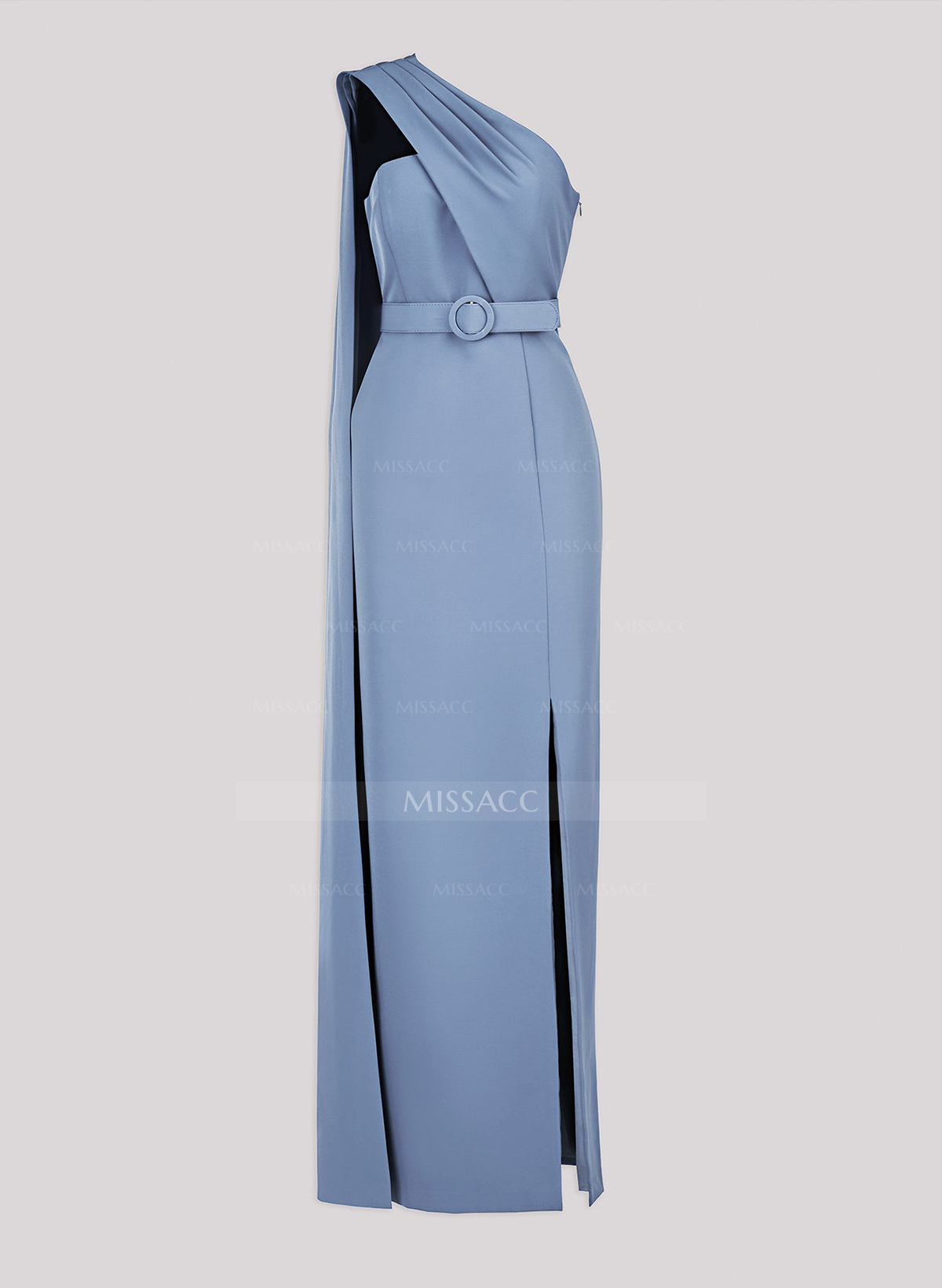 Elegant Pleated One-Shoulder Split Front Floor-Length Elastic Satin Mother Of The Bride Dresses