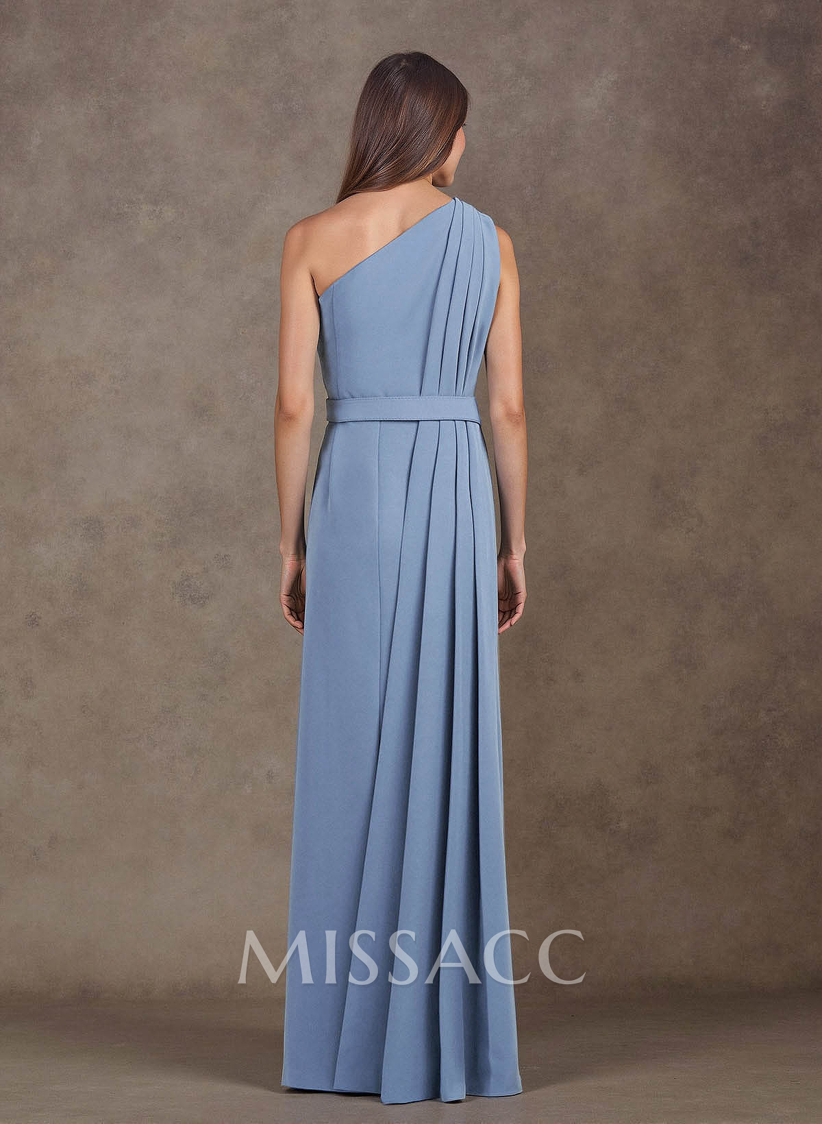 Elegant Pleated One-Shoulder Split Front Floor-Length Elastic Satin Mother Of The Bride Dresses