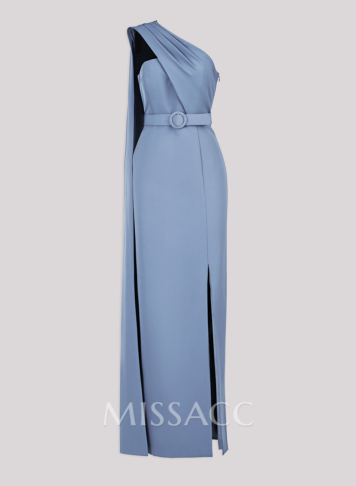 Elegant Pleated One-Shoulder Split Front Floor-Length Elastic Satin Mother Of The Bride Dresses
