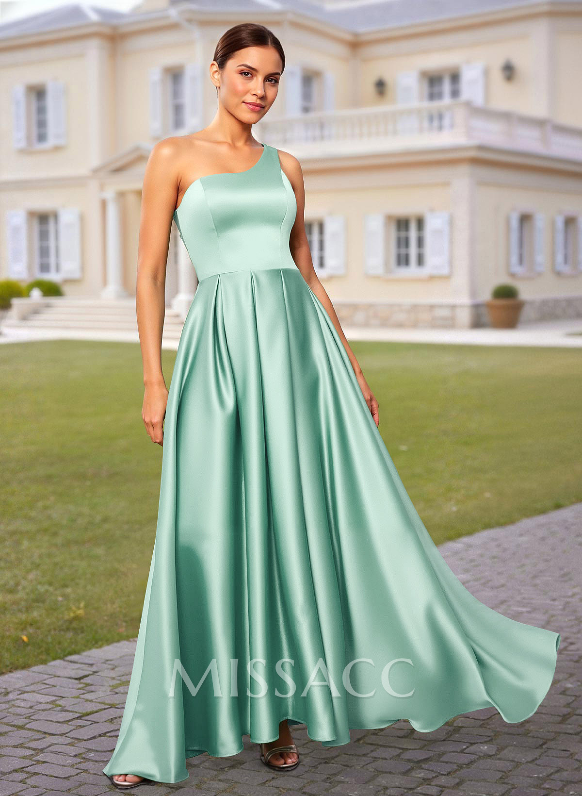 Elegant One-Shoulder A-Line Floor-Length Satin Mother Of The Bride Dresses