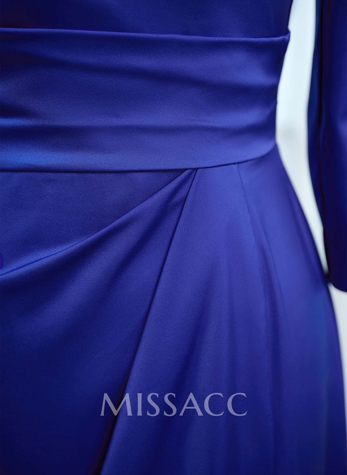 Asymmetrical Neckline 1/2 Sleeves Split Front Floor-Length Crepe Satin Mother Of The Bride Dresses