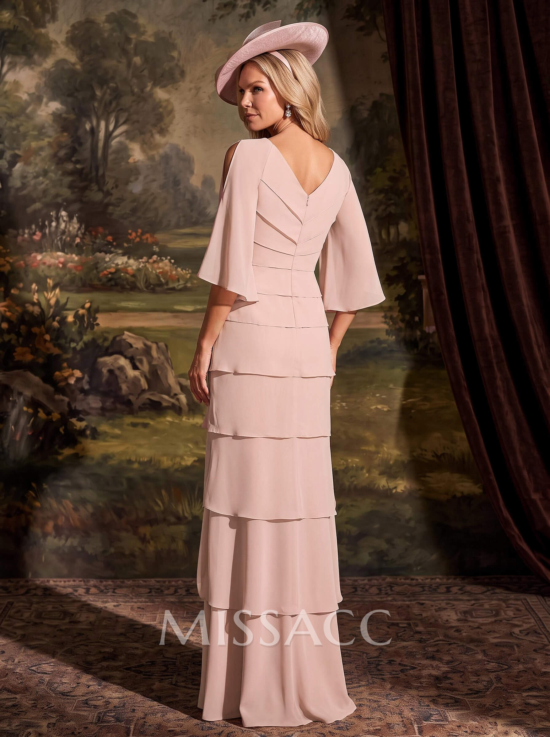 Elegant V-Neck Tiered Floor-Length Chiffon Mother Of The Bride Dresses With Beading/Lace Elegant V-Neck Tiered Floor-Length Chiffon Mother Of The Bride Dresses With Beading/Lace