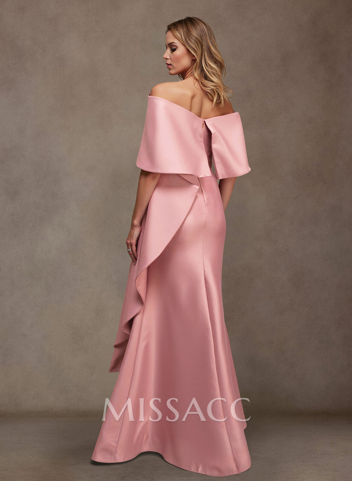 Elegant Off-The-Shoulder Ruffle Mermaid Floor-Length Matte Satin Mother Of The Bride Dresses Elegant Off-The-Shoulder Ruffle Mermaid Floor-Length Matte Satin Mother Of The Bride Dresses