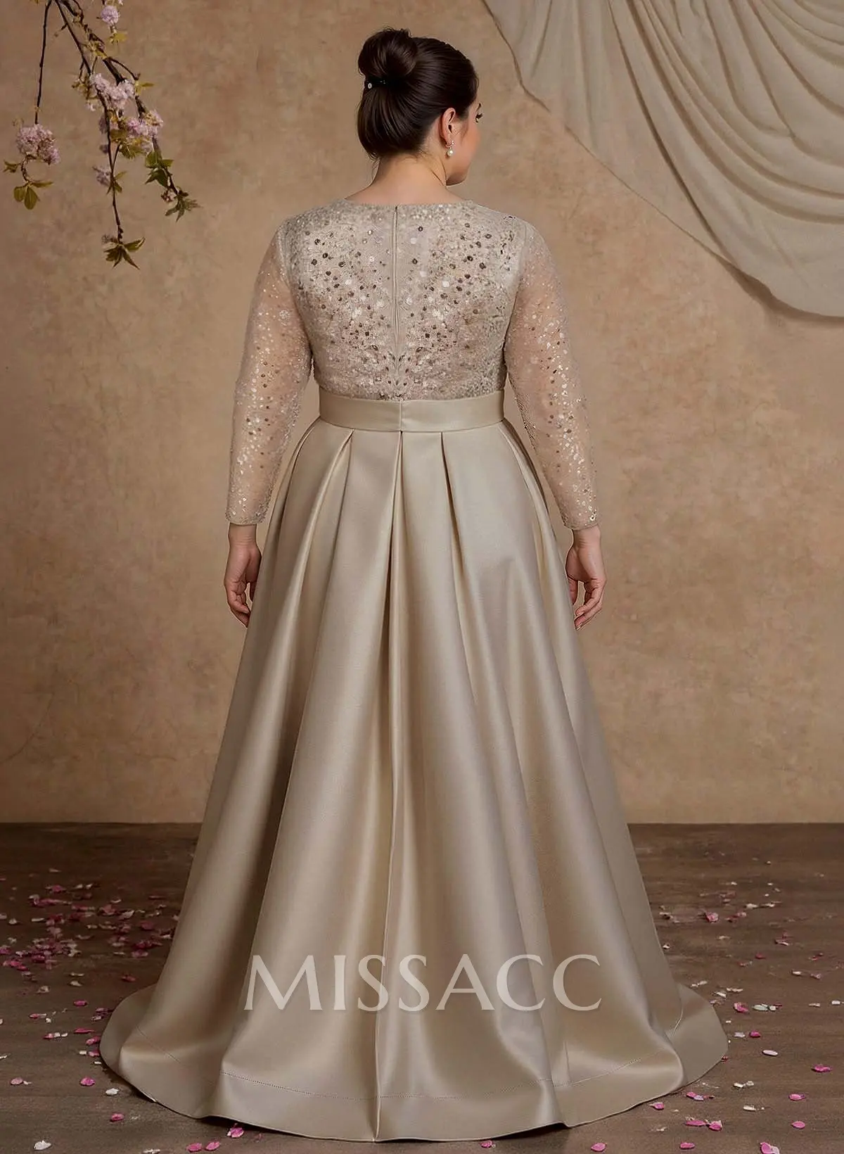 lauren conrad gold dress Puff Sleeve Satin Gown main image 0