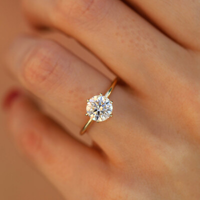 2CT Round Cut Moissanite Engagement Ring In Sterling Silver