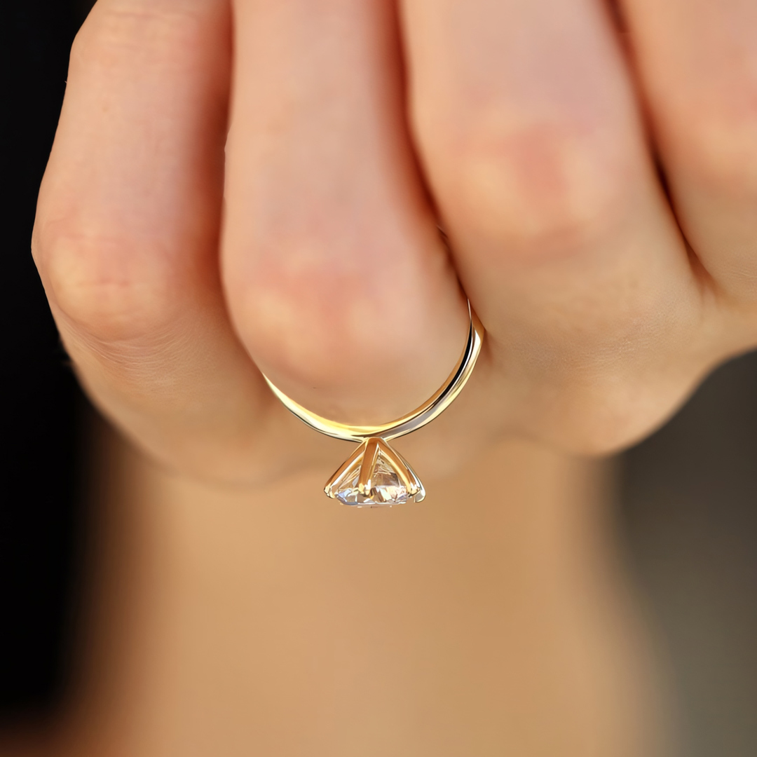 2CT Round Cut Moissanite Engagement Ring In Sterling Silver