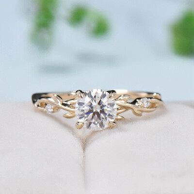 2CT Round Cut Moissanite Engagement Ring In Sterling Silver
