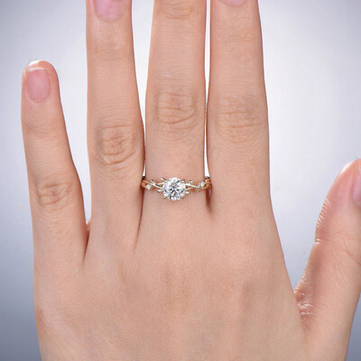 2CT Round Cut Moissanite Engagement Ring In Sterling Silver