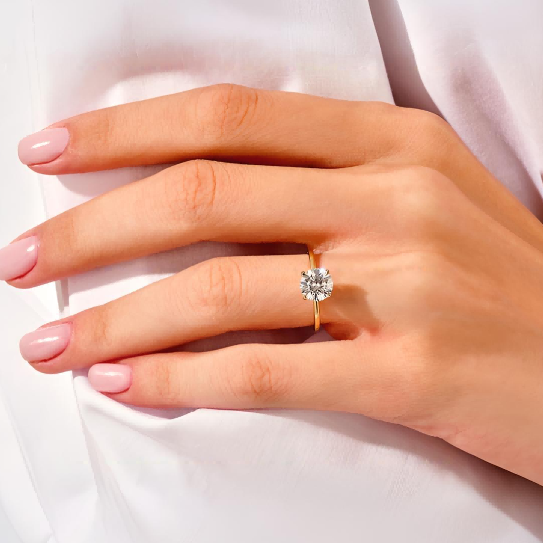 2CT Round Cut Moissanite Engagement Ring In Sterling Silver