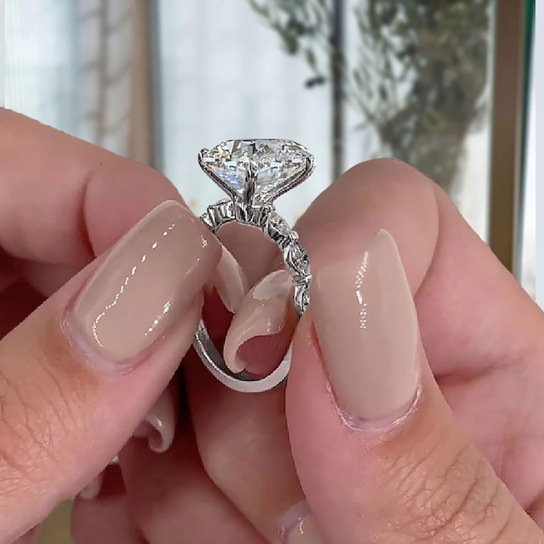 4CT Oval & Marquise Cut Moissanite Engagement Ring In Sterling Silver