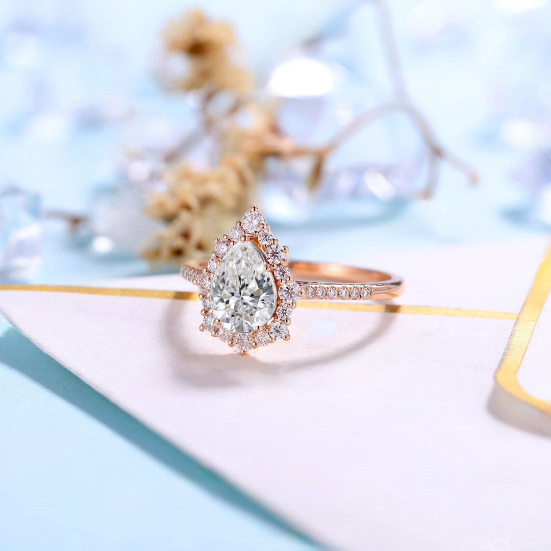 2CT Pear & Round Cut Moissanite Engagement Ring In Sterling Silver