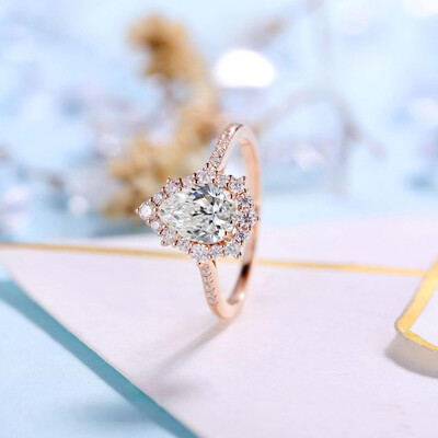 2CT Pear & Round Cut Moissanite Engagement Ring In Sterling Silver