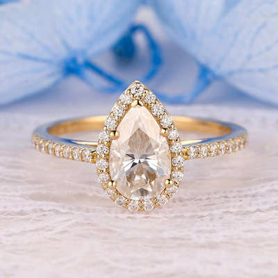 2CT Pear & Round Cut Moissanite Engagement Ring In Sterling Silver