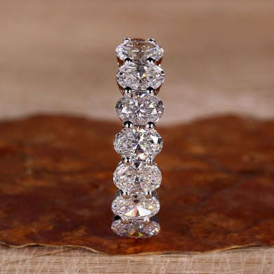 1.4CT Oval Cut Moissanite Wedding Band In Sterling Silver