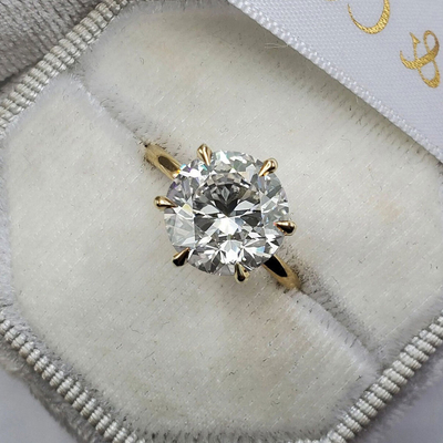3CT Round Moissanite 6 Prong Setting Engagement Ring In Sterling Silver