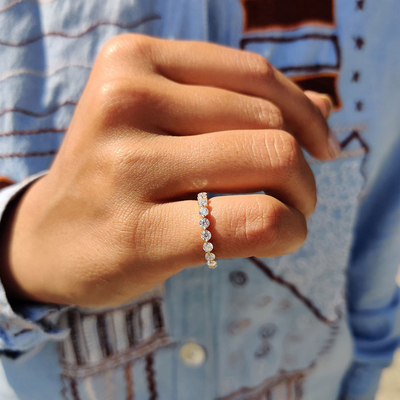 1.2CT Round Moissanite Wedding Band In Sterling Silver