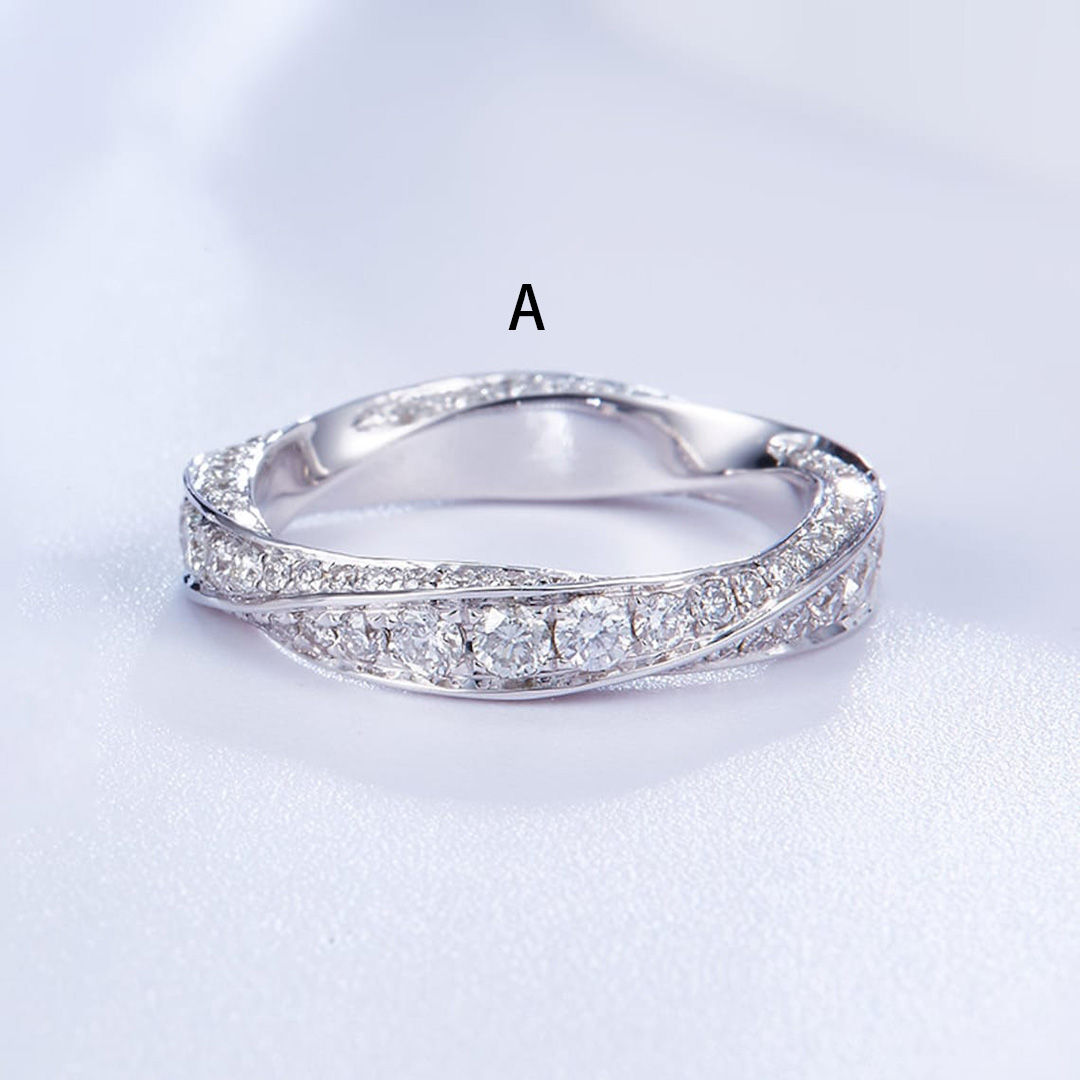 3CT Round Cut Moissanite Twist Design Smooth Wedding Band In Sterling Silver