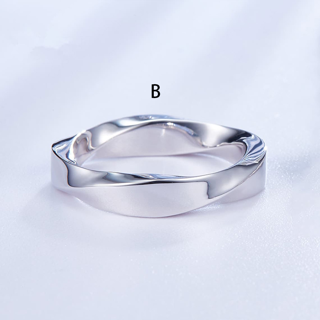 3CT Round Cut Moissanite Twist Design Smooth Wedding Band In Sterling Silver