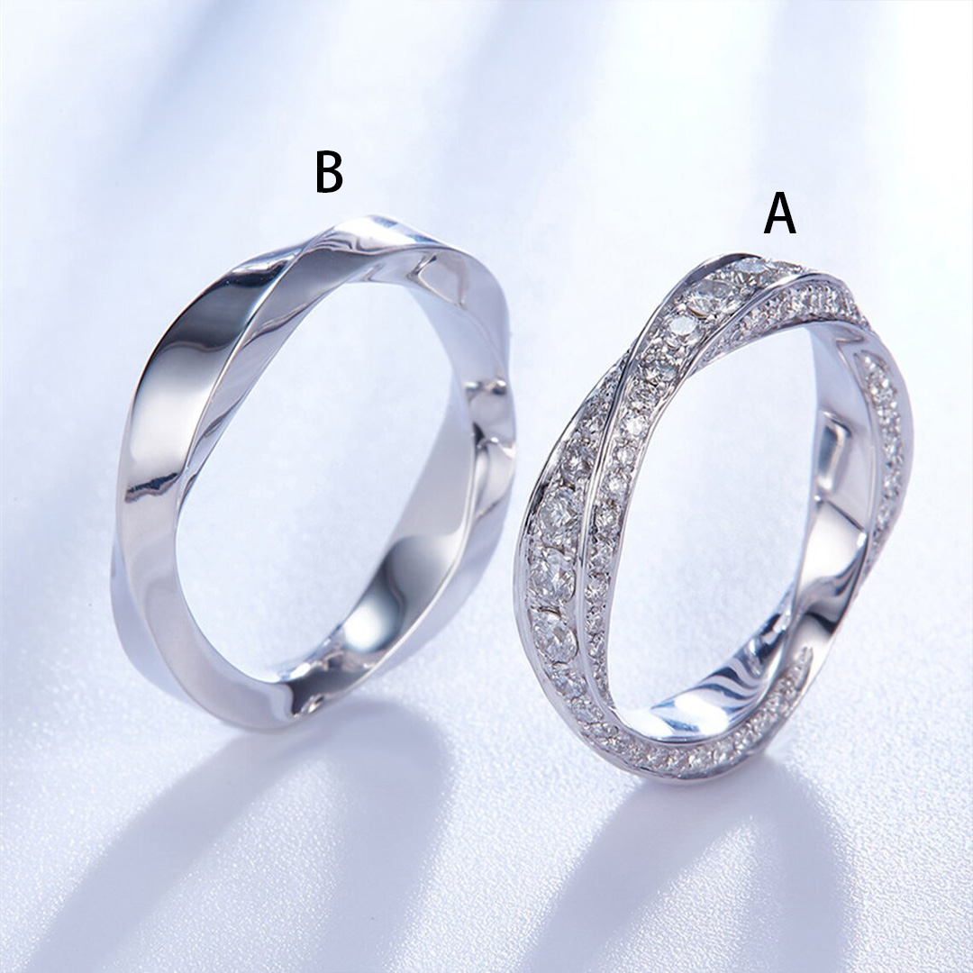 3CT Round Cut Moissanite Twist Design Smooth Wedding Band In Sterling Silver