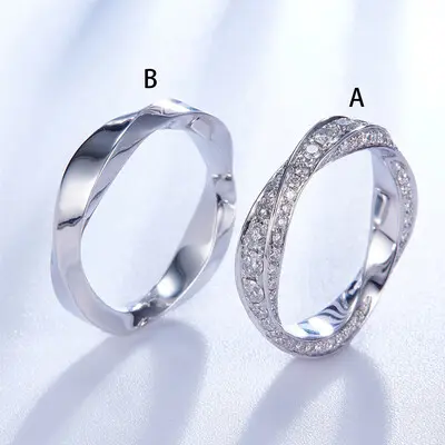 3ct Round Cut Moissanite Twisted Smooth Wedding Ring in Sterling Silver