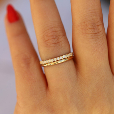 0.3CT Round Cut Moissanite Wedding Band Sets In Sterling Silver