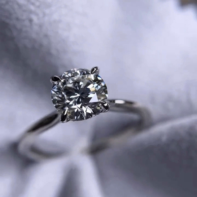 2CT Round Cut Moissanite Engagement Ring In Sterling Silver