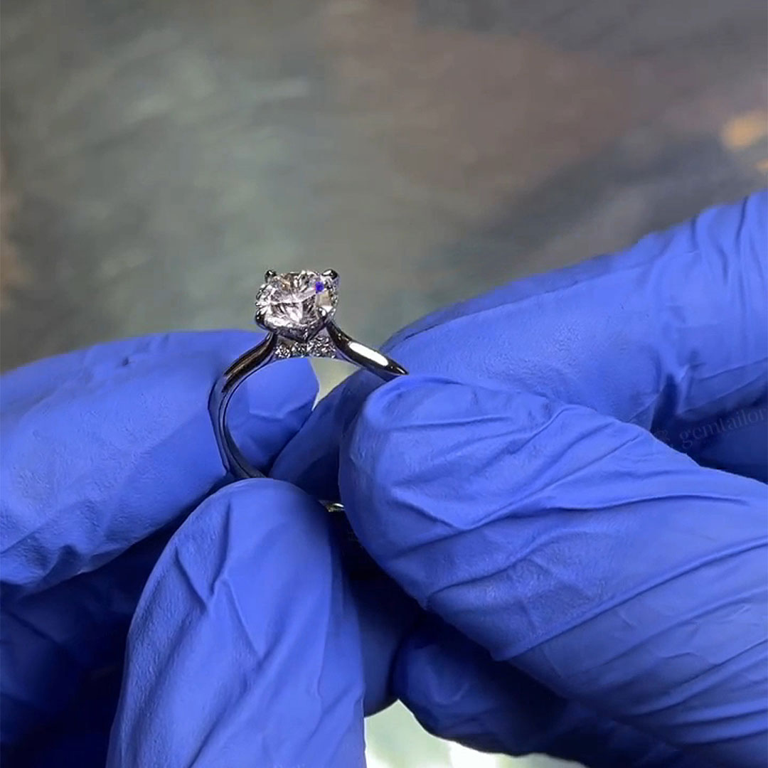 2CT Round Cut Moissanite Engagement Ring In Sterling Silver