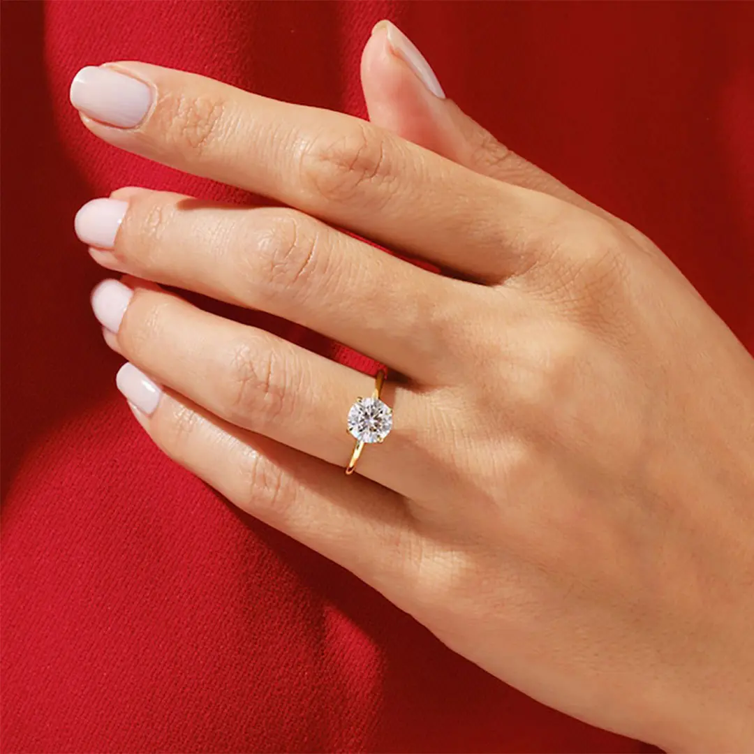 2CT Round Cut Moissanite Engagement Ring In Sterling Silver