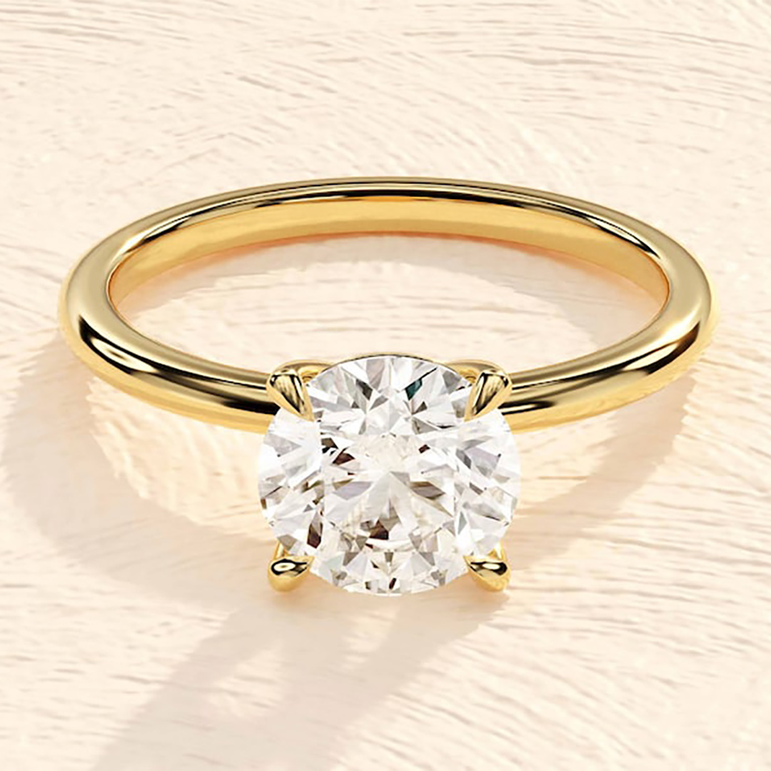 2CT Round Cut Moissanite Engagement Ring In Sterling Silver