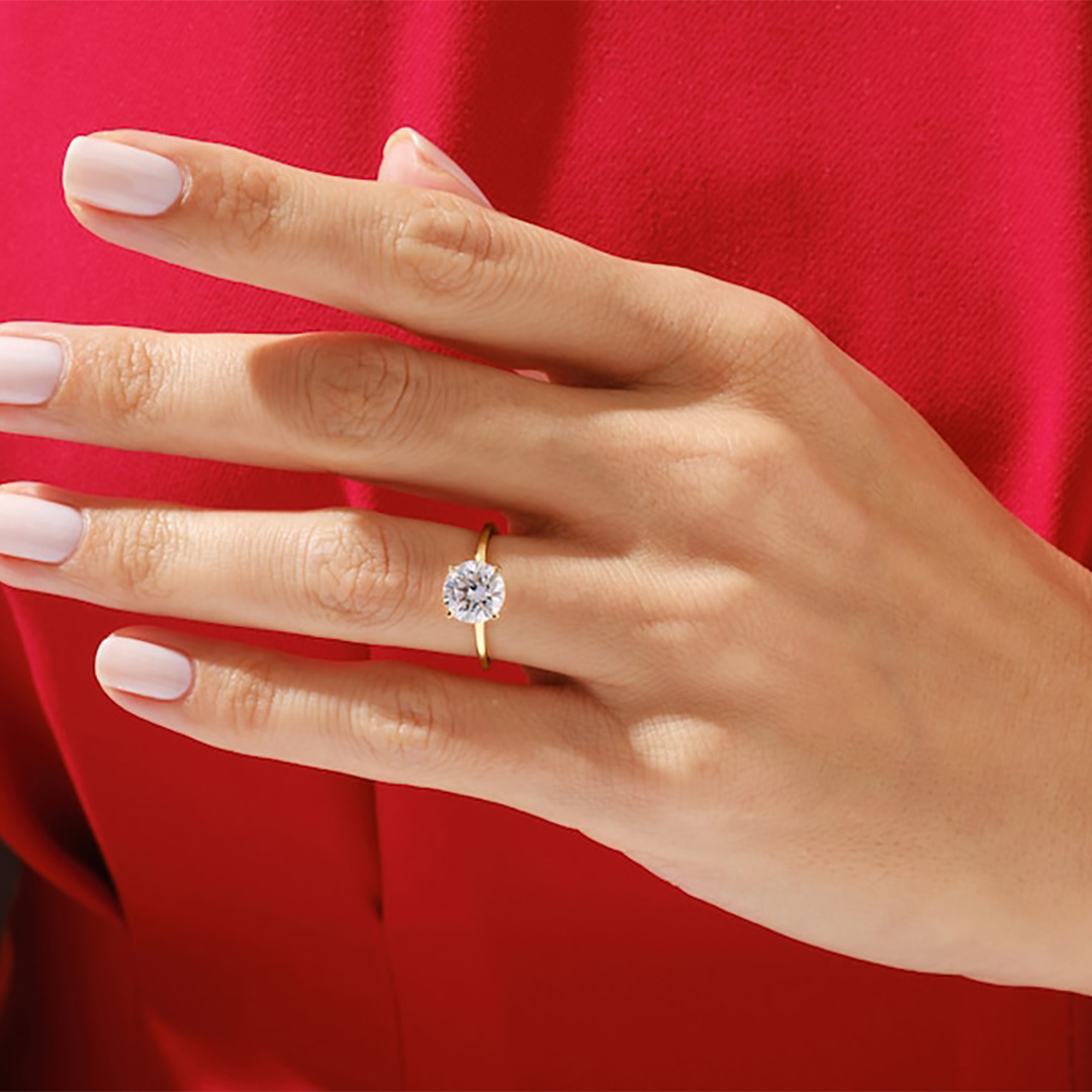 2CT Round Cut Moissanite Engagement Ring In Sterling Silver